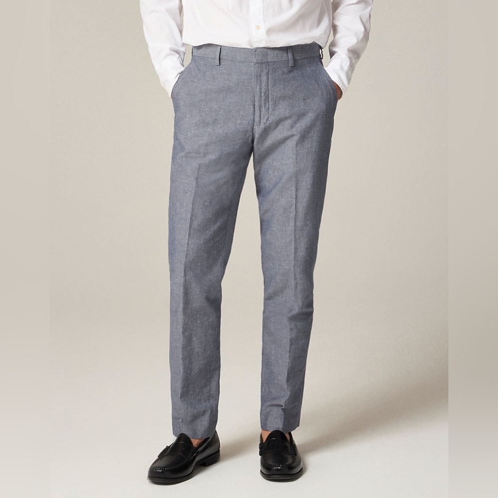 J. Crew Ludlow Slim-fit suit pant in Irish cotton-linen blend in Deep Water